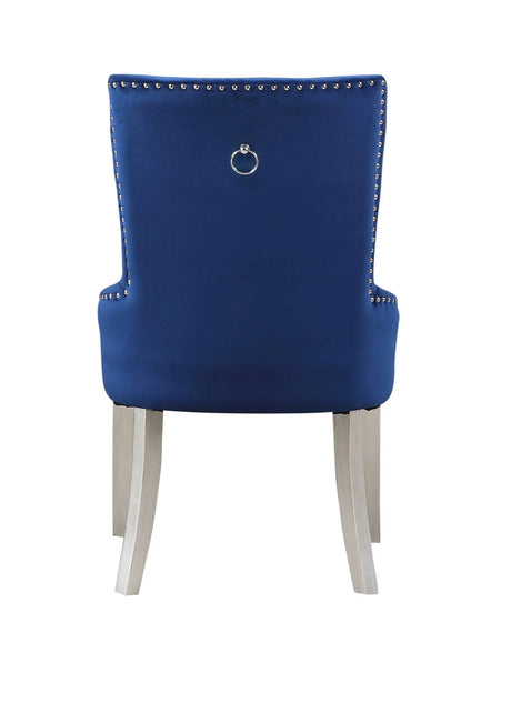 Blue Velvet Padded Parson Side Chair With Nailhead Trim - Omega Lifestyles