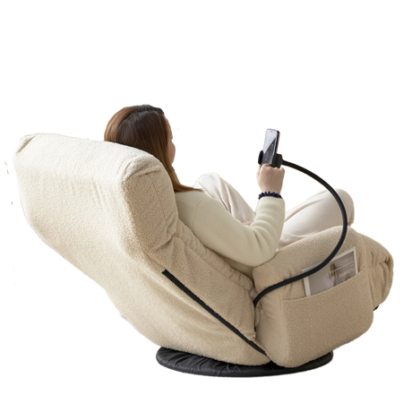 Adjustable Beige Soft Plush Rotating Lounge Chair - Omega Lifestyles