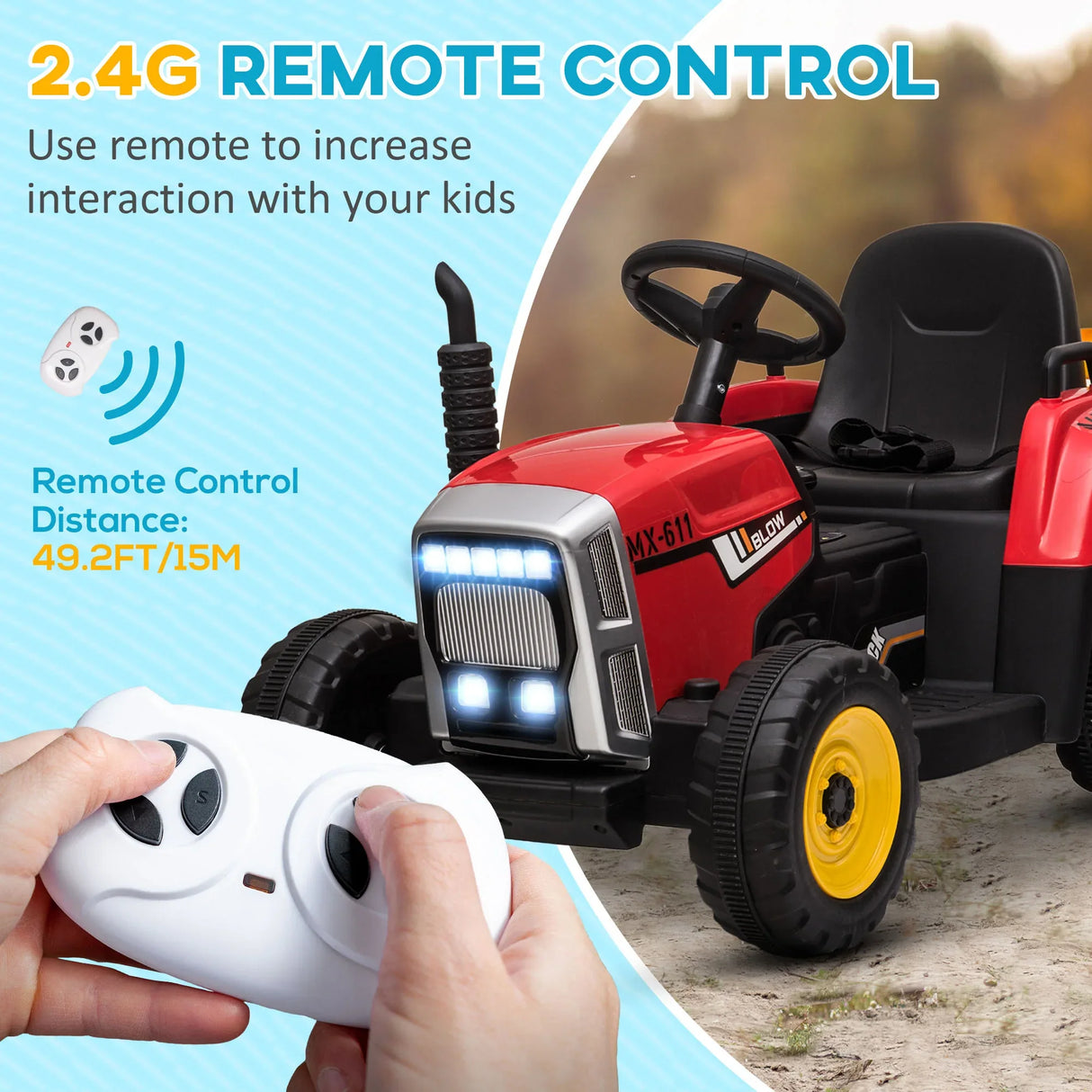 12V Battery Powered Kids Ride-On Tractor With Trailer - Omega Lifestyles