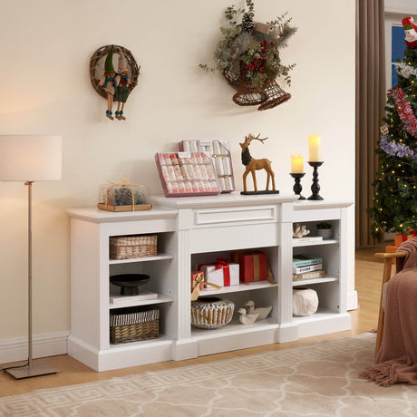 White MDF Adjustable Shelf Media Console Cabinet - Sleep Galleria
