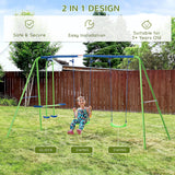 Metal Kids Swing Set With Glider And Adjustable Height - Omega Lifestyles