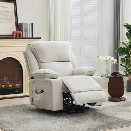 Ivory Remote-Controlled Heated Massage Assistive Recliner - Omega Lifestyles