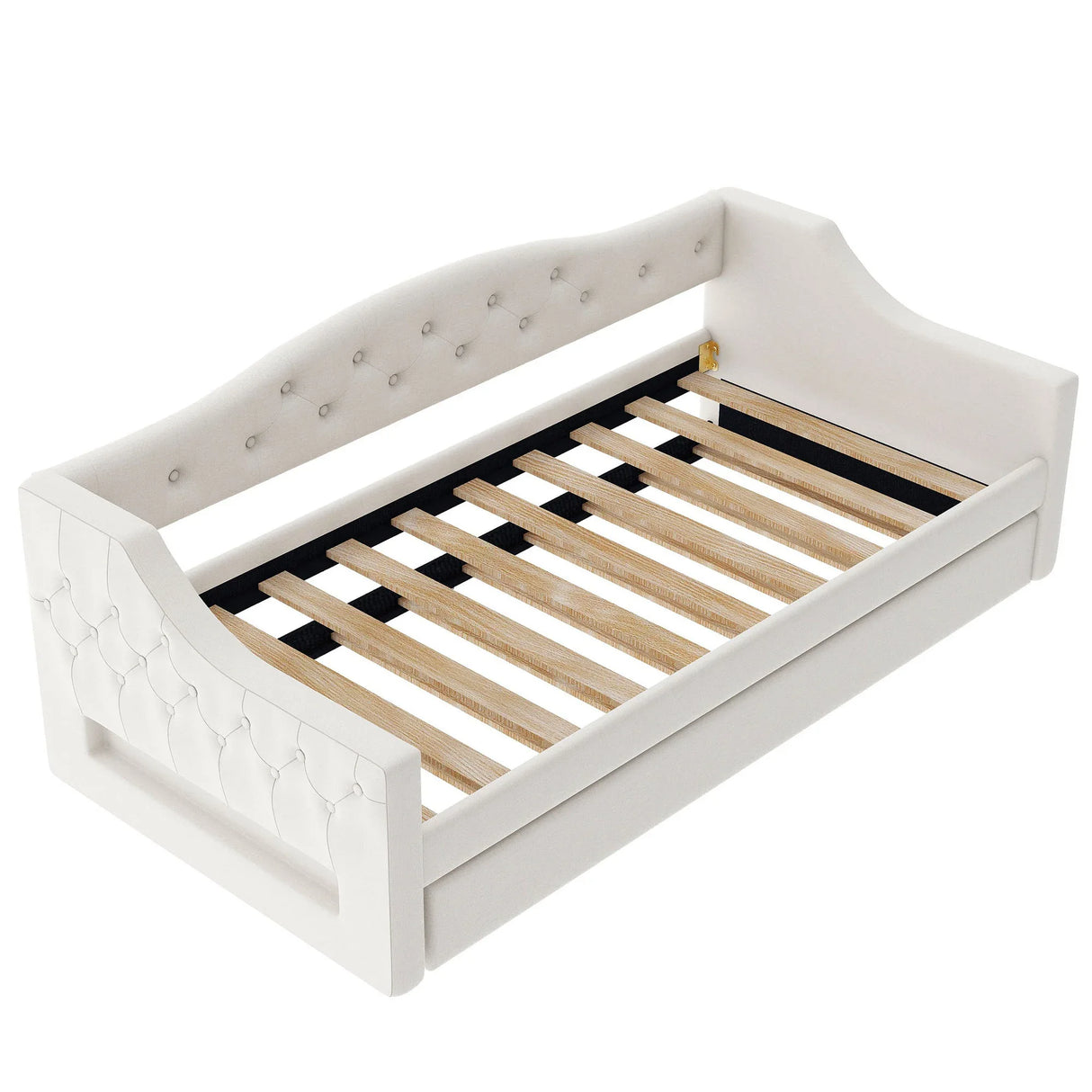 Twin XL Upholstered Linen Daybed With LED Trundle - Omega Lifestyles