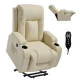 Beige PU Leather Power Lift Massage Recliner Chair - Omega Lifestyles