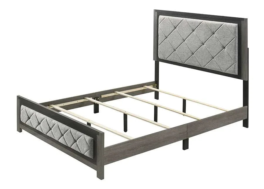Queen Gray Linen Upholstered Padded Bed Frame - Omega Lifestyles