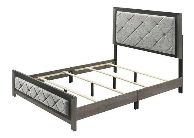Queen Gray Linen Upholstered Padded Bed Frame - Omega Lifestyles