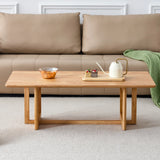 Solid Wood Rectangular Coffee Table With Rattan Weaving - Omega Lifestyles