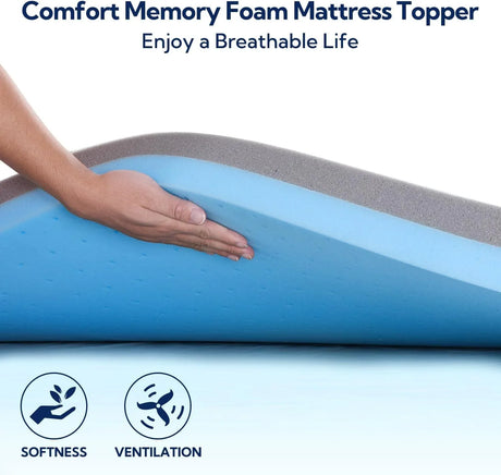 Full Medium Firm 3-Inch Cooling Gel Memory Foam Topper - Omega Lifestyles