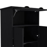 Lakewood Black Engineered Wood Double Door Armoire - Omega Lifestyles
