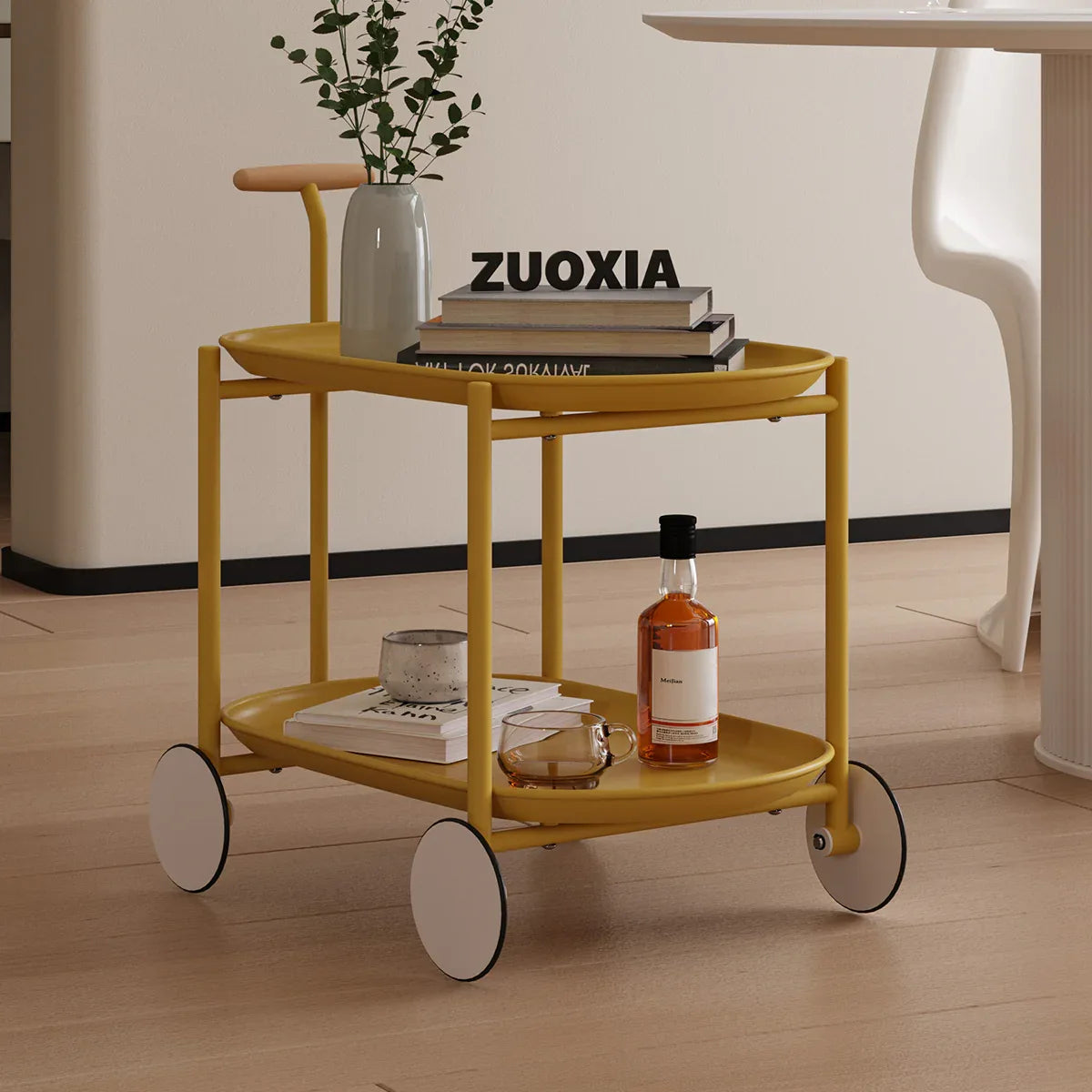 Antique Yellow Artsy Mobile Kitchen Storage Cart - Omega Lifestyles