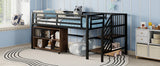 Twin Metal Low Loft Bed With Storage Cubby And Stairs - Omega Lifestyles