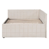 Full Upholstered L-Shaped Daybed With Twin Trundle and USB Ports - Omega Lifestyles