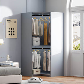 Polygon Corner Space-Saving Gray Particle Board Wardrobe - Omega Lifestyles