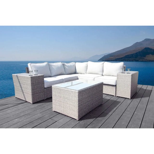 8-Piece Grey Mix Wicker Outdoor Seating Group With Cushions - Omega Lifestyles