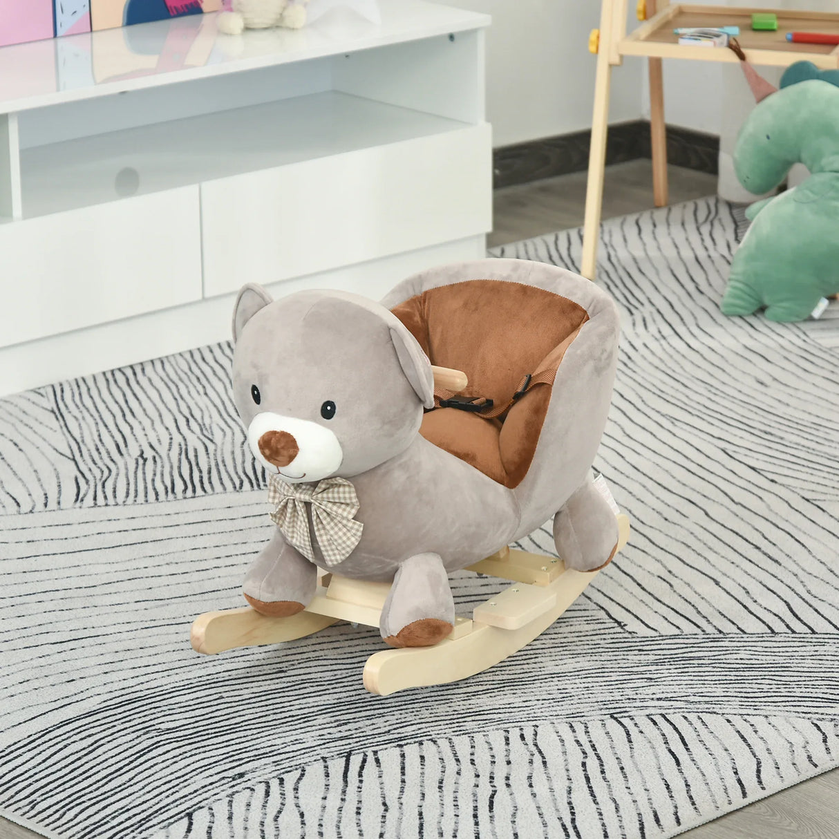 Bear Plush Toddler Sound Ride-On Rocking Horse - Omega Lifestyles