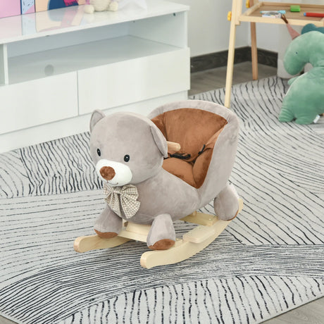Bear Plush Toddler Sound Ride-On Rocking Horse - Omega Lifestyles