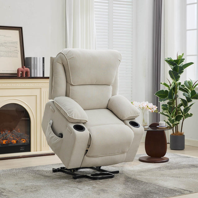 Ivory Remote-Controlled Heated Massage Assistive Recliner - Omega Lifestyles