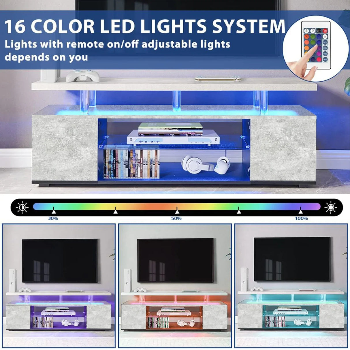 Gray Engineered Wood Gaming TV Stand Entertainment Console - Omega Lifestyles