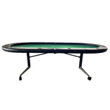 Foldable Rolling Premium 10-Player Green Poker Table - Omega Lifestyles
