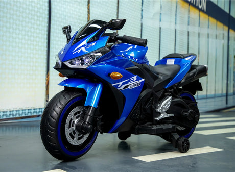 12V Kids Ride-On Motorcycle With Training Wheels and Lights - Omega Lifestyles