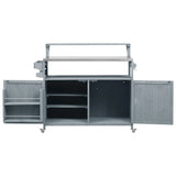 Outdoor Rolling Grill Cart With Raised Shelf Storage - Omega Lifestyles