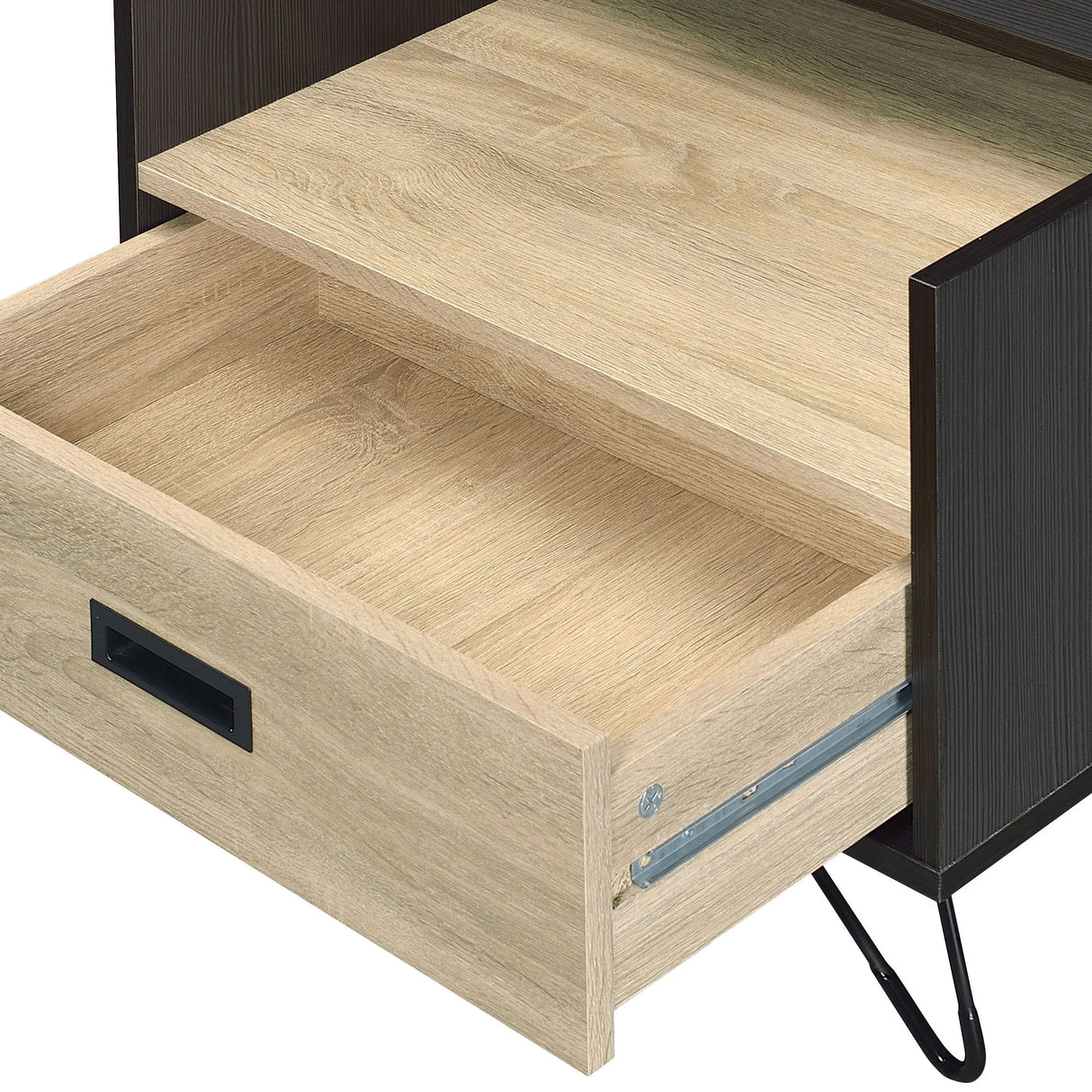 Black Oak Finish Contemporary Accent Table With Drawer - Omega Lifestyles