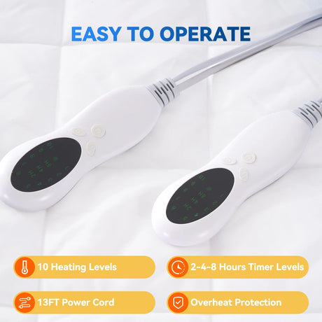 Queen Heated Electric Polyester Mattress Pad With Timer - Omega Lifestyles