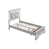 Twin Wood Veneer Bed Frame With LED Lighting And Storage Drawers - Omega Lifestyles
