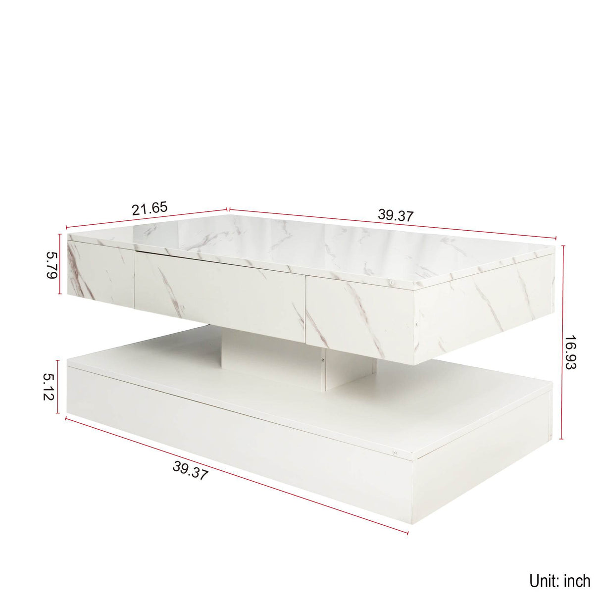 Modern LED Coffee Table With Storage Drawer and Lights - Sleep Galleria