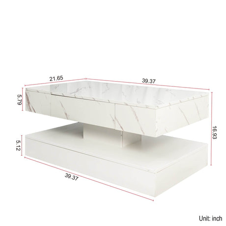Modern LED Coffee Table With Storage Drawer and Lights - Sleep Galleria