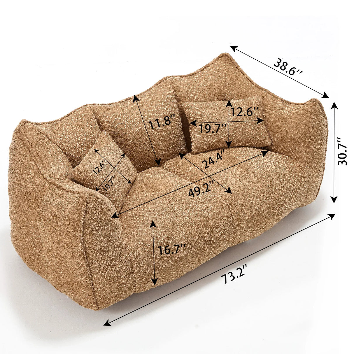 Dual Chenille Bean Bag Chair With High Resilience Foam - Omega Lifestyles