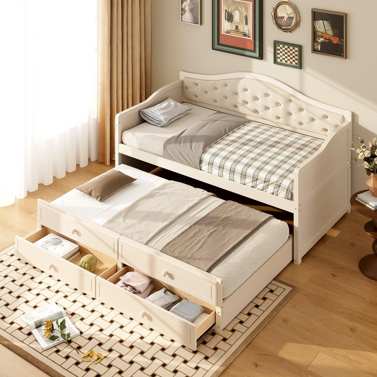 Twin Daybed With Pull-Out Trundle And Storage Drawers - Omega Lifestyles
