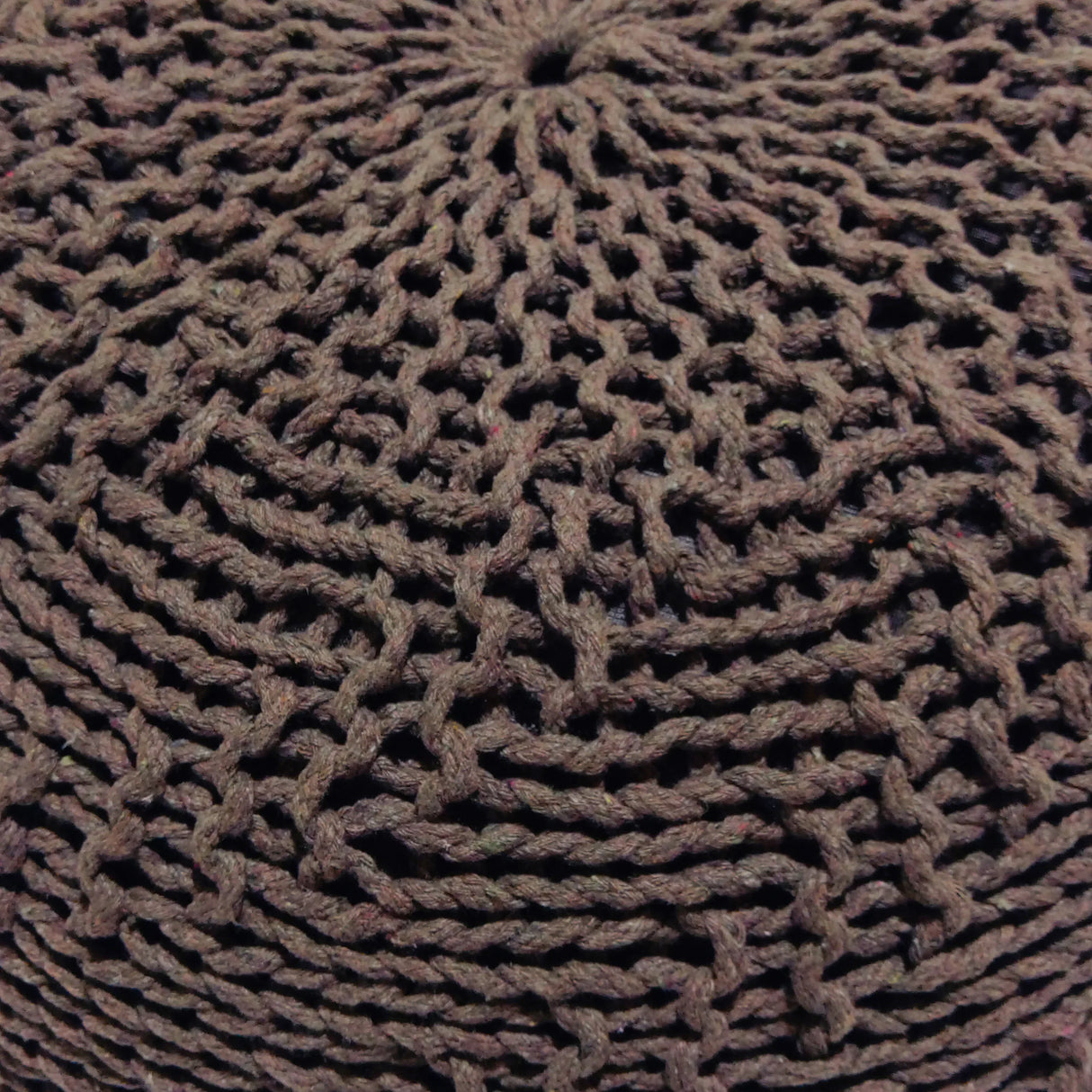 Modern Knit Weave Cotton Pouf Light Brown 20-Inch - Omega Lifestyles