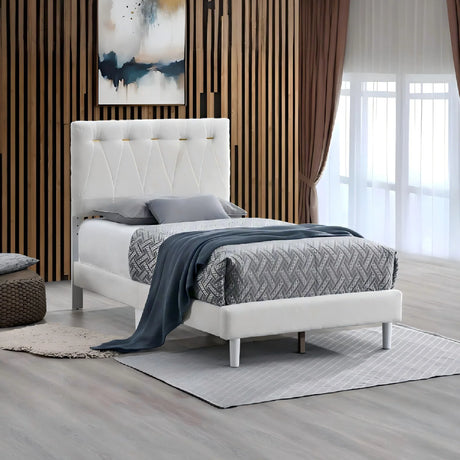 Twin Soft Teddy Bear Fabric Platform Bed Frame - Omega Lifestyles