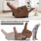 Brown Faux Leather Power Lift Recliner Chair With Massage Heat - Omega Lifestyles