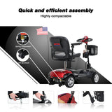 Red 4-Wheel Outdoor Compact Metal Mobility Scooter - Omega Lifestyles