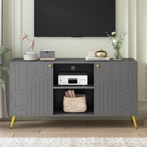Modern Gray MDF TV Stand With Adjustable Shelf - Omega Lifestyles