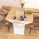 Folding Kitchen Island Cart With Power Outlet and Storage - Omega Lifestyles