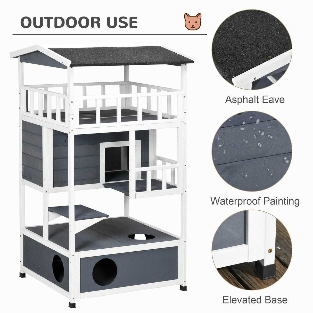 Outdoor Wooden Cat House With Escape Doors And Platform - Sleep Galleria