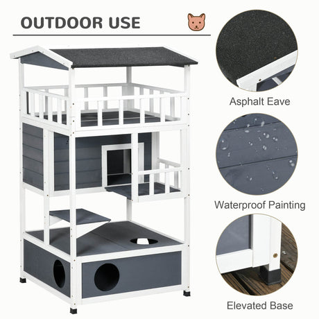 Outdoor Wooden Cat House With Escape Doors And Platform - Sleep Galleria