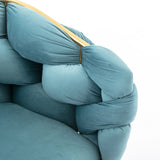 Blue Velvet Knitted Leisure Accent Chair With Backrest - Omega Lifestyles