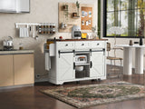 Farmhouse Kitchen Island Rolling Cart With Power Outlet - Omega Lifestyles