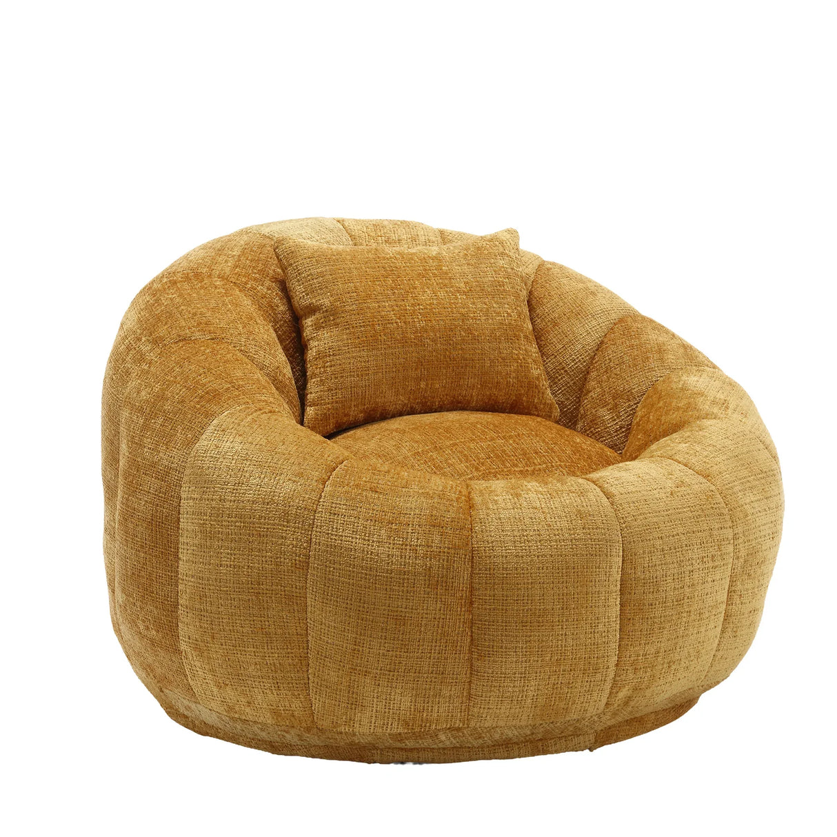 Chenille Memory Foam Pumpkin Shape Lounge Chair With Ottoman - Omega Lifestyles