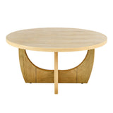 Mid Century Modern 36-Inch Round Oak Coffee Table - Sleep Galleria