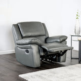 Transitional Dark Gray Leather Match Recliner Chair - Omega Lifestyles