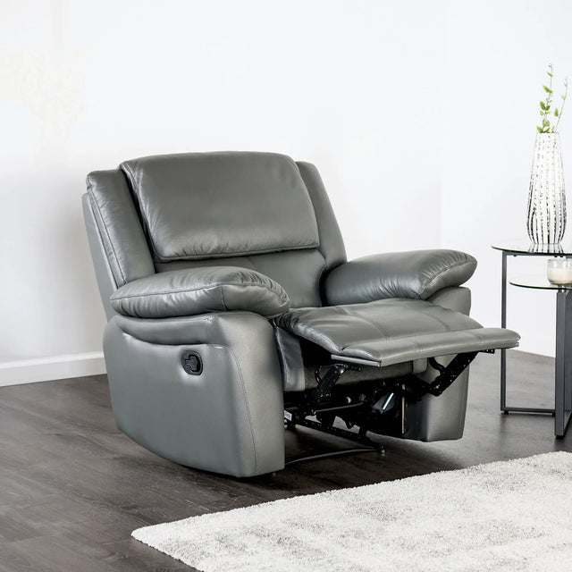 Transitional Dark Gray Leather Match Recliner Chair - Omega Lifestyles