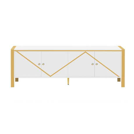 Modern Minimalist White MDF Metal TV Stand With Storage - Sleep Galleria