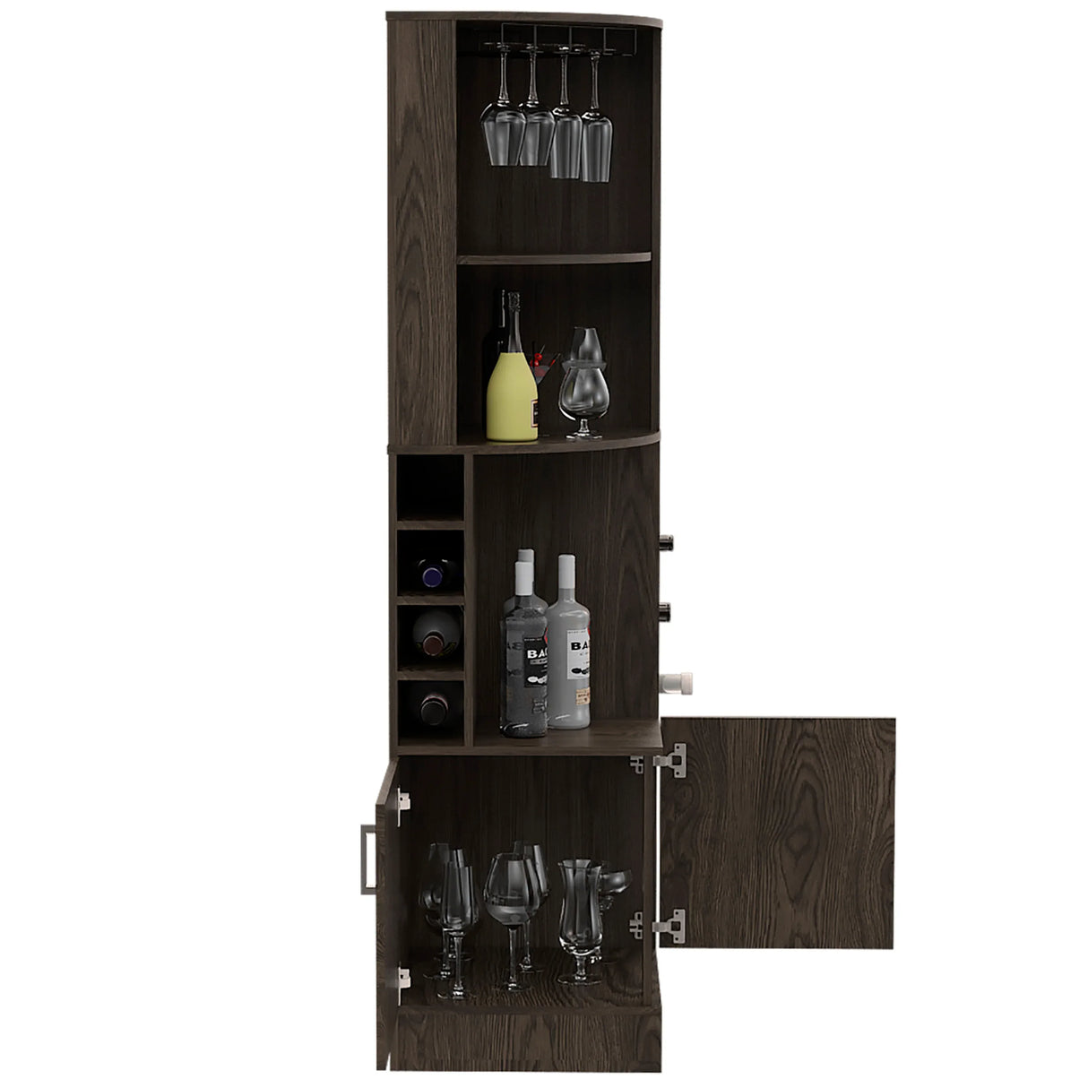 Modern Brown Particle Board Seattle Bar Cabinet Storage Furniture - Omega Lifestyles