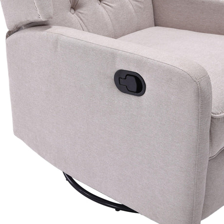 Multi-Functional Linen Recliner Chair With Rocking Swivel - Omega Lifestyles