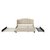 Queen Upholstered Platform Bed With Wingback Headboard Trundle - Omega Lifestyles